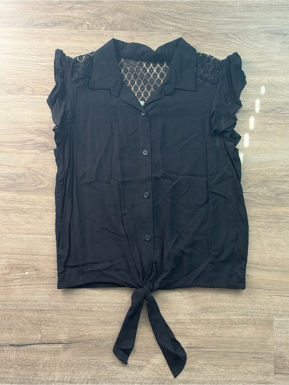 No Boundaries Black Lace Button Down